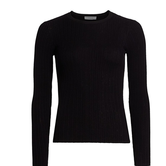 COPY - FRAME Ribbed Silk & Cotton Sweater NOIR , XS - Picture 4 of 9